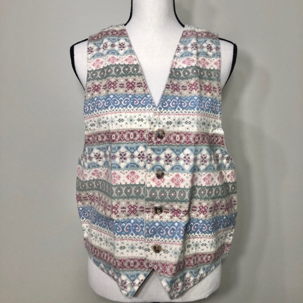 Made In USA 1990s Waistcoat Rare Vintage 100% Cotton Vest Vivaldi Jeanswear M